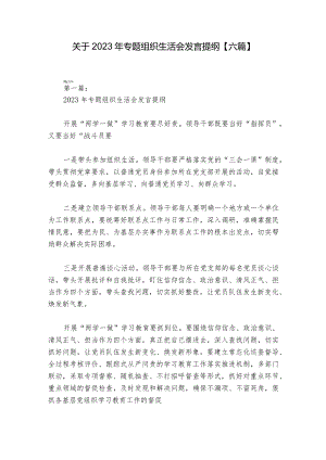 关于2023年专题组织生活会发言提纲【六篇】.docx