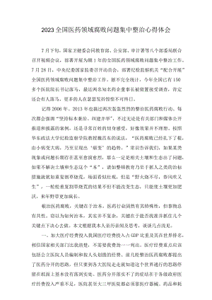 2023全国医药领域腐败问题集中整治工作心得体会（16篇）.docx