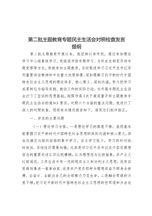 2023年主题教育专题民主生活会对照检查发言提纲.docx
