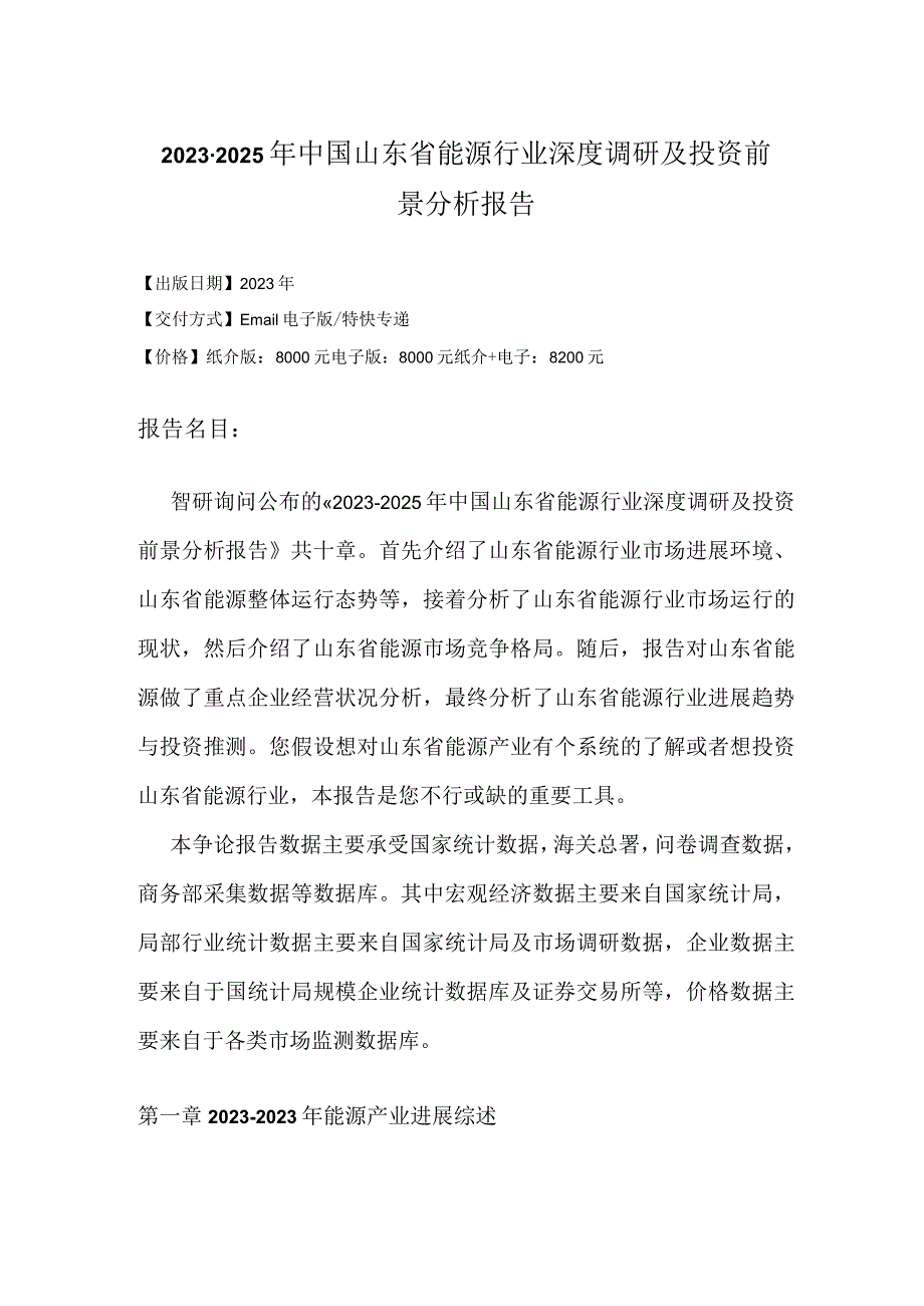 2023年-2025年中国山东省能源行业深度调研研究报告.docx_第2页