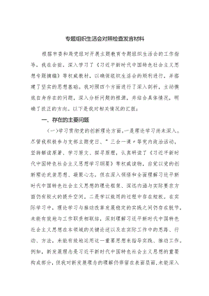 2023-2024年度专题组织生活会四方面检视个人对照检查发言材料.docx