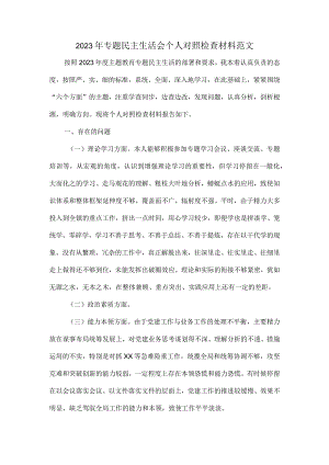 2023年专题民主生活会个人对照检查材料范文.docx