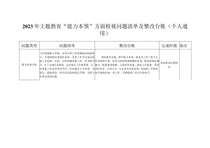 2023年主题教育“能力本领”方面检视问题清单及整改台账（个人通用）.docx
