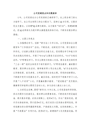 公司党建亮点和问题清单.docx