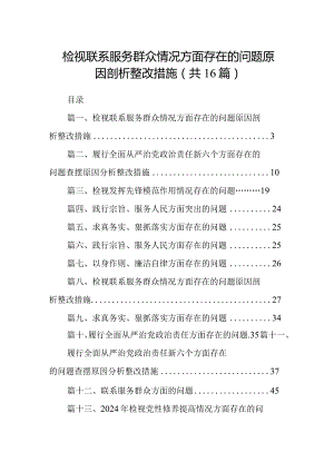 检视联系服务群众情况方面存在的问题原因剖析整改措施（参考资料16篇）.docx