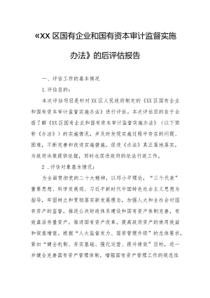 《XX区国有企业和国有资本审计监督实施办法》的后评估报告.docx