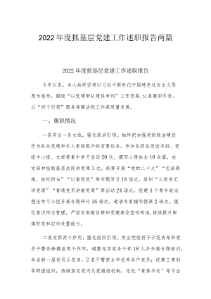 2022年度抓基层党建工作述职报告两篇.docx