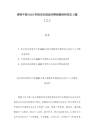 领导干部2023年民主生活会对照检查材料范文3篇（二）.docx