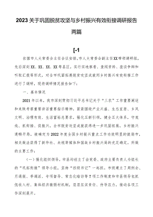 2023关于巩固脱贫攻坚与乡村振兴有效衔接调研报告两篇.docx