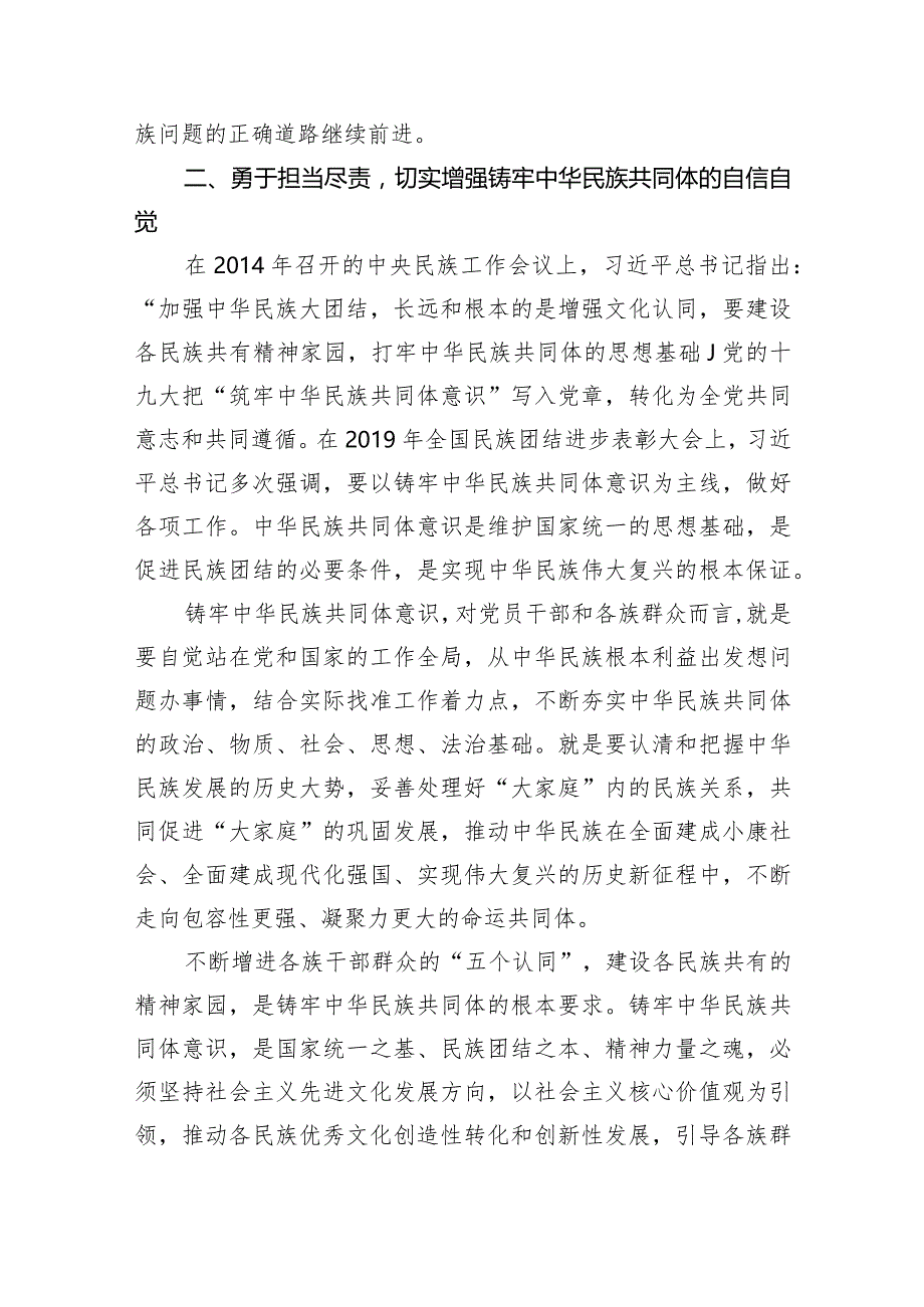 铸牢中华民族共同体意识,推进新时代党的民族工作高质量发展学习心得体会研讨发言材料(共9篇).docx_第3页