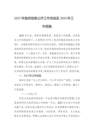 2023年政府信息公开工作总结及2024年工作思路(20231218).docx