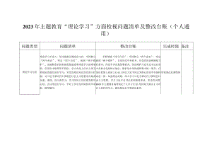 2023年主题教育“理论学习”方面检视问题清单及整改台账（个人通用）.docx