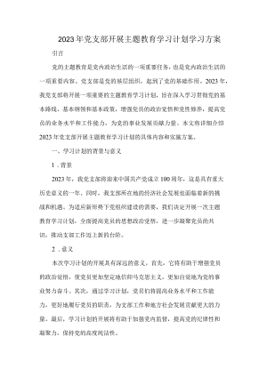 2023年党支部开展主题教育学习计划学习方案.docx