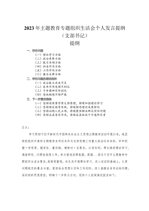 2023年主题教育专题组织生活会个人发言提纲（支部书记）.docx