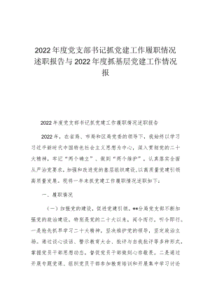 2022年度党支部书记抓党建工作履职情况述职报告与2022年度抓基层党建工作情况报.docx