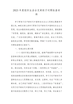 2023年度组织生活会支部班子对照检查材料（执行上级组织决定、严格组织生活、加强党员教育管理监督、联系服务群众、抓好自身建设）.docx