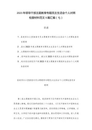 2023年领导干部主题教育专题民主生活会个人对照检查材料范文5篇汇编（七）.docx