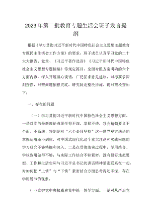 2023年第二批教育专题生活会班子发言提纲.docx