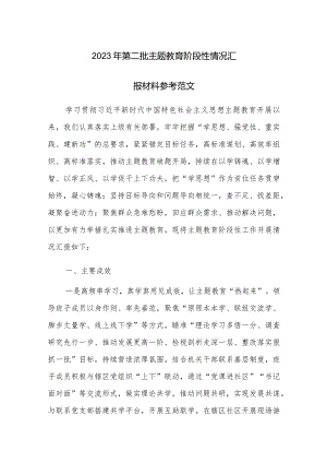 2023年第二批主题教育阶段性情况汇报材料参考范文.docx