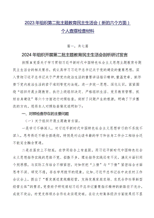 2023年组织第二批学习教育民主生活会(新的六个方面)个人查摆检查材料.docx