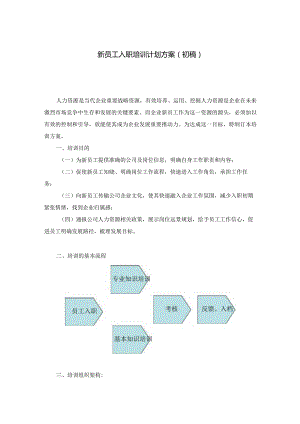 新员工入职培训计划(及方案模板).docx