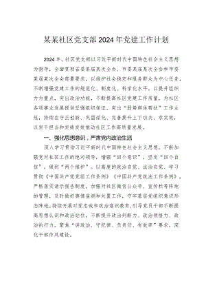 某某社区党支部2024年党建工作计划.docx