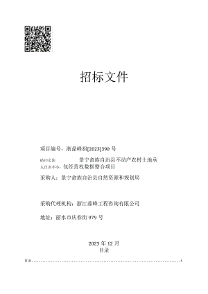 景宁畲族自治县不动产农村土地承包经营权数据整合项目公开招标文件.docx