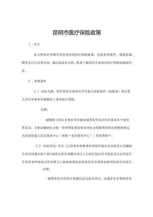 昆明市医疗保险政策.docx