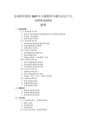 支部组织委员2023年主题教育专题民主生活会个人对照检查材料.docx