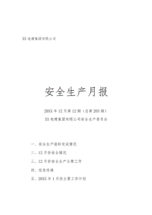 某电建公司安全生产月报.docx