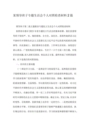 某领导班子专题生活会个人对照检查材料2篇.docx