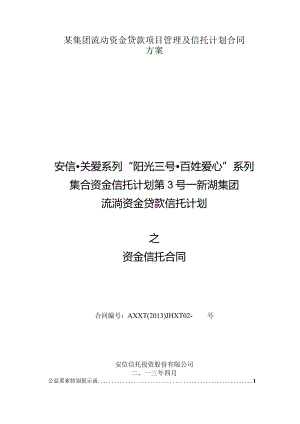 某集团流动资金贷款项目管理及信托计划合同方案.docx
