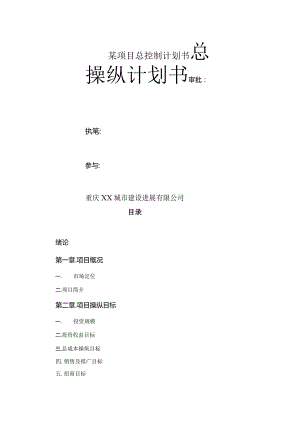 某项目总控制计划书.docx