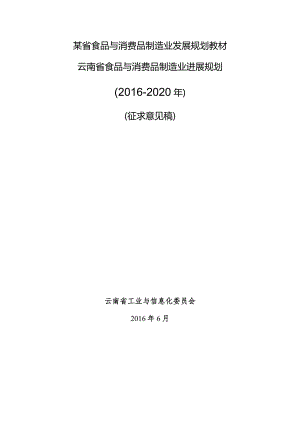 某省食品与消费品制造业发展规划教材.docx