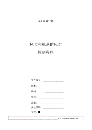 有限公司风险和机遇的应对控制程序.docx