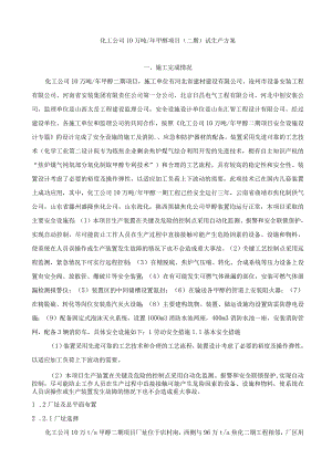 甲醇试生产方案.docx