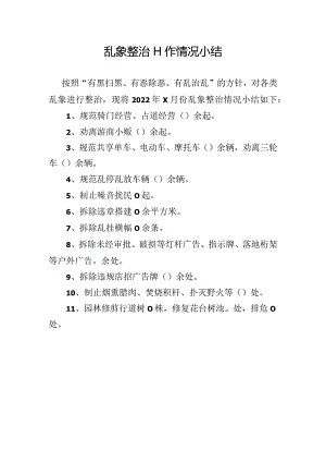 月乱象整治工作情况小结模板.docx