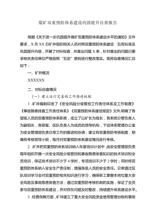 煤矿双重预防建设巩固提升内容自查报告.docx