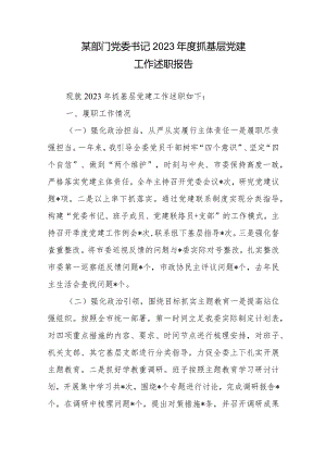 某部门党委书记2023年度抓基层党建工作述职报告.docx
