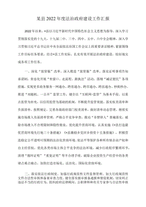 某县2022年度法治政府建设工作汇报.docx