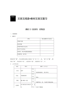 板块5第1部分教材文言文复习课时22《劝学》《师说》.docx