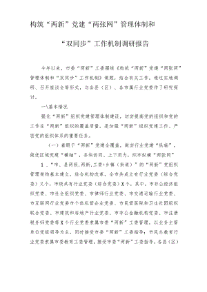 构筑“两新”党建“两张网”管理体制和“双同步”工作机制调研报告(2篇).docx