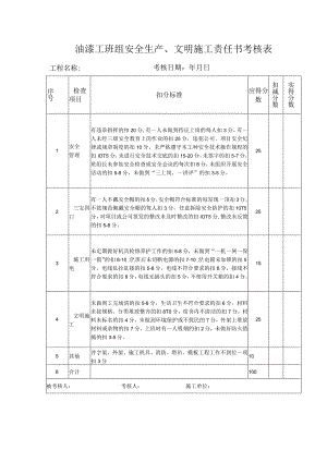 油漆工班组安全生产、文明施工责任书考核表.docx