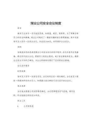 煤业公司安全会议制度.docx