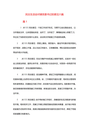 民主生活会对镇党委书记的意见六篇.docx
