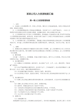 某某公司人力资源制度汇编.docx