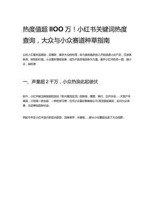热度值超1100万！小红书关键词热度查询大众与小众赛道种草指南.docx