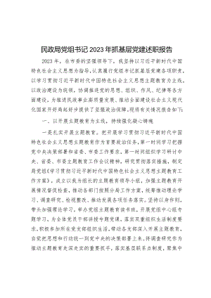 民政局党组书记2023年抓基层党建述职报告.docx