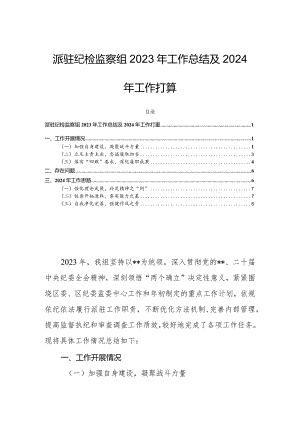 派驻纪检监察组2023年工作总结及2024年工作打算.docx