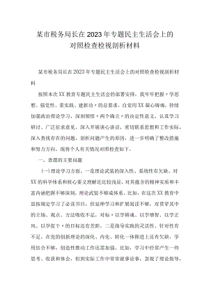 某市税务局长在2023年专题民主生活会上的对照检查检视剖析材料.docx